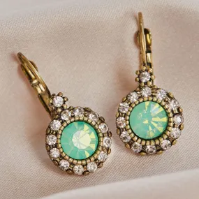 Green Crystal Earrings: Green Opal Short Drop Earrings