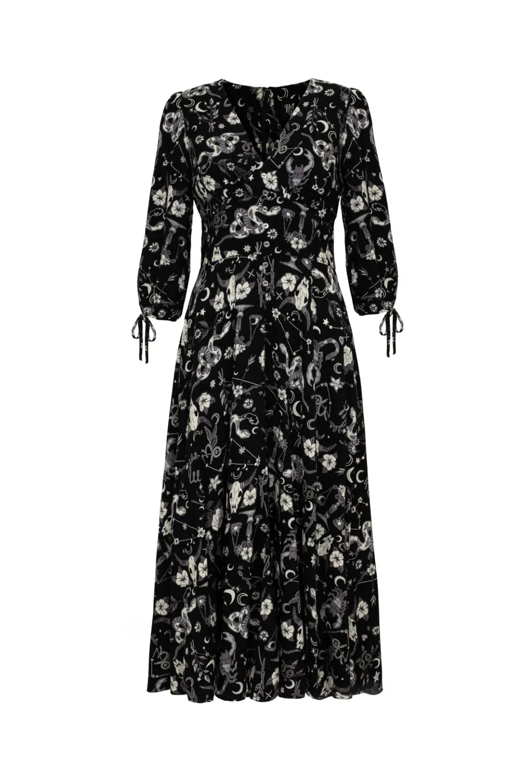 Hell Bunny Star Sign Maxi Dress Snake and Astrological Print