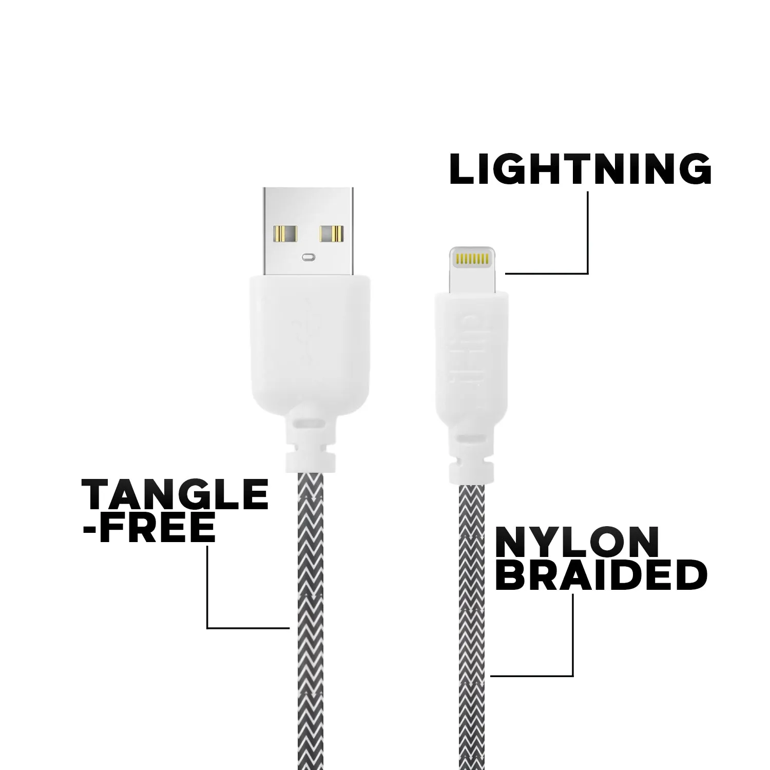 iHip 6ft Braided Lightning Charging Cable for iPhone