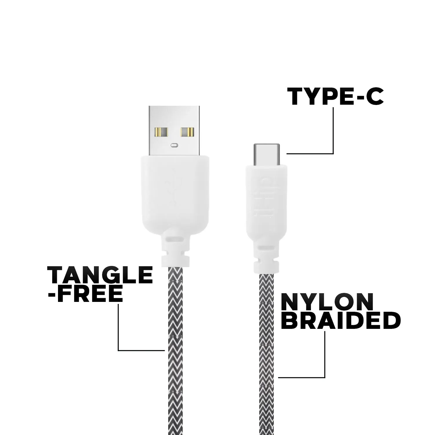 iHip 6ft Braided Type-C Charging Cable for Android