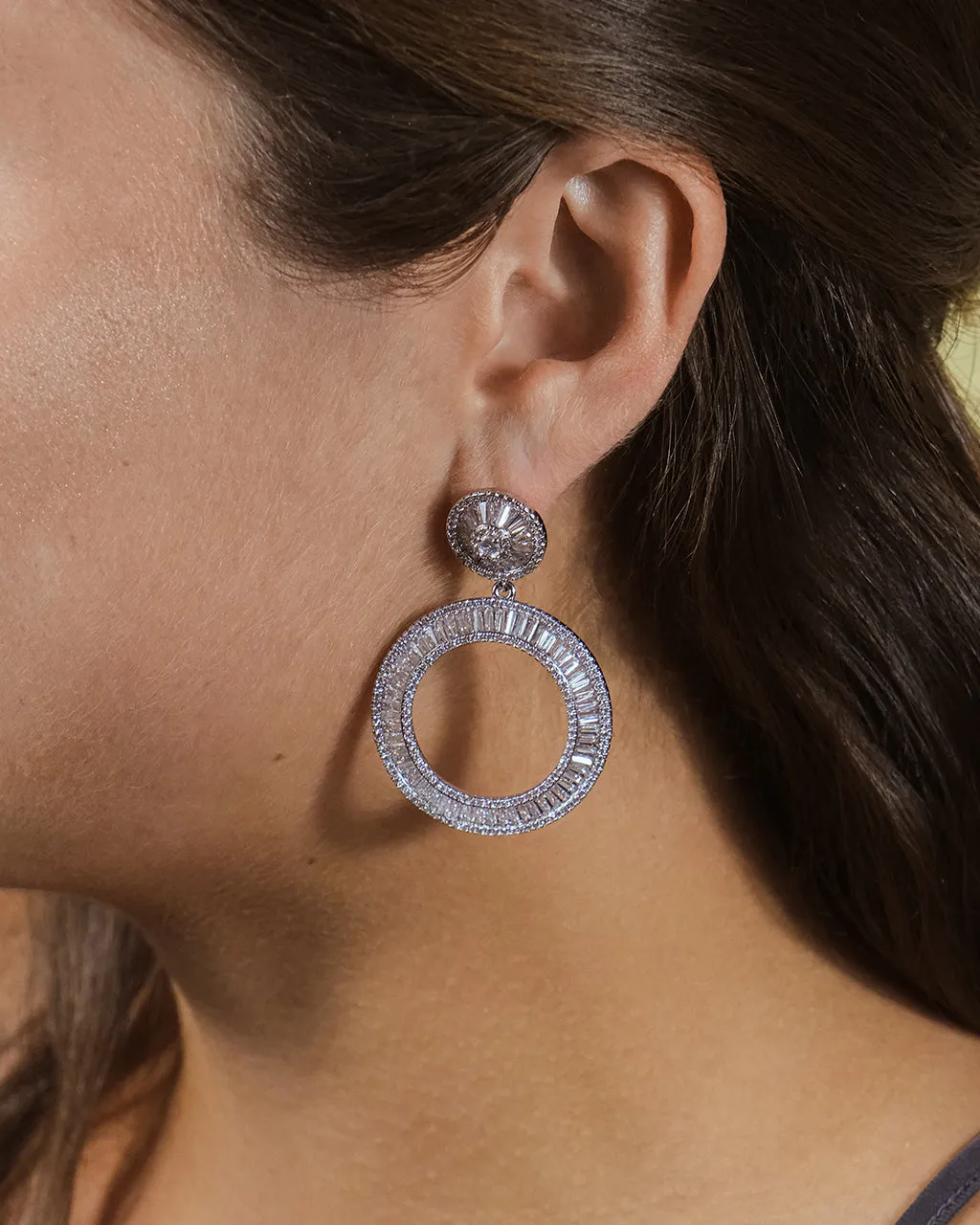 Kelly CZ Circle Drop Earrings