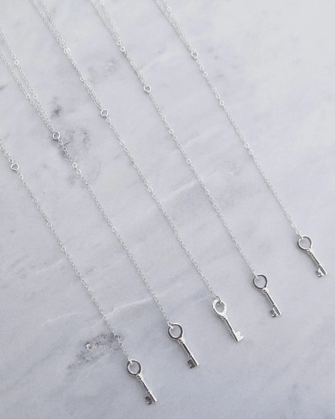 Key Drop Necklace  - Sterling Silver