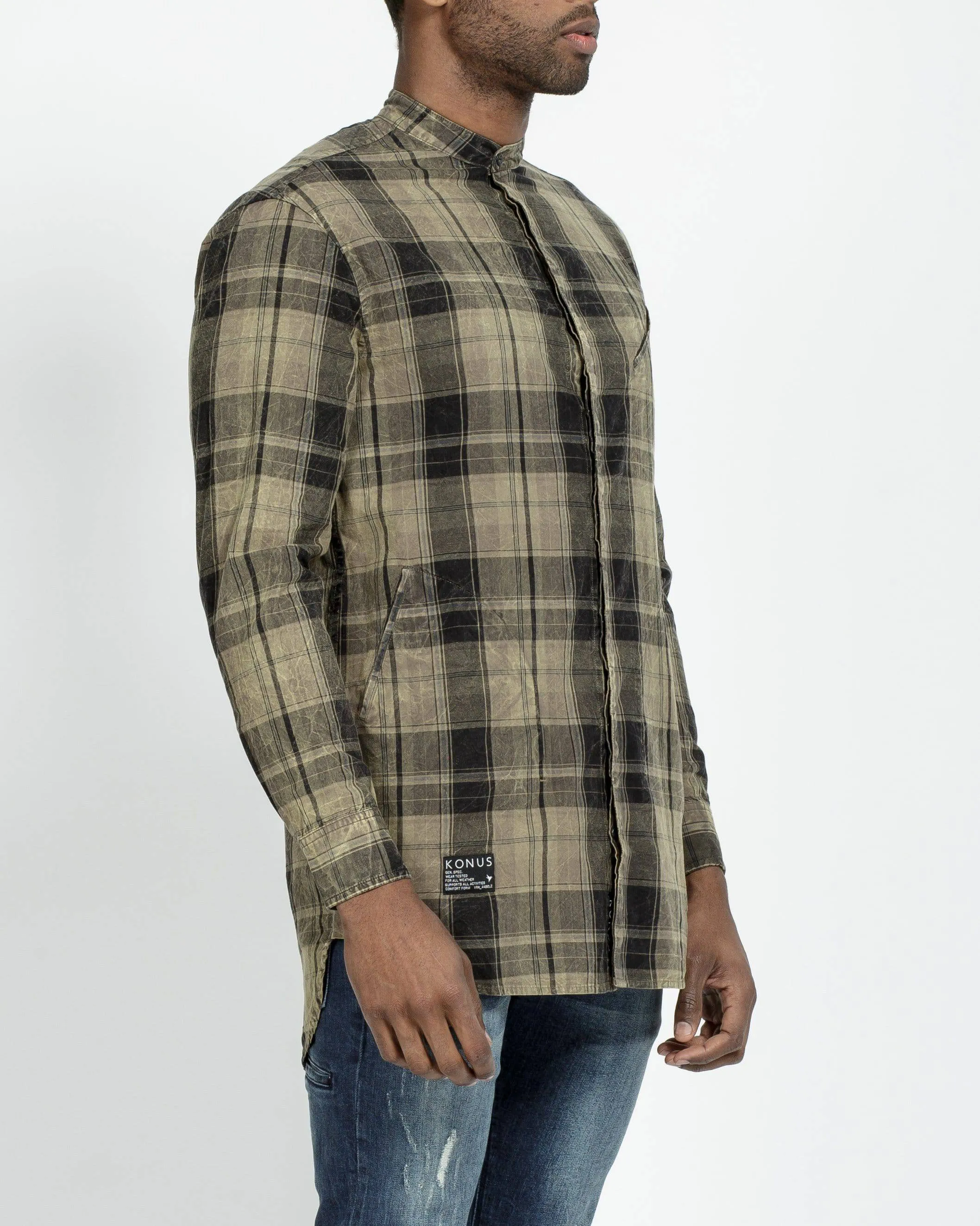 Konus Men's Mock Neck Button Shirt