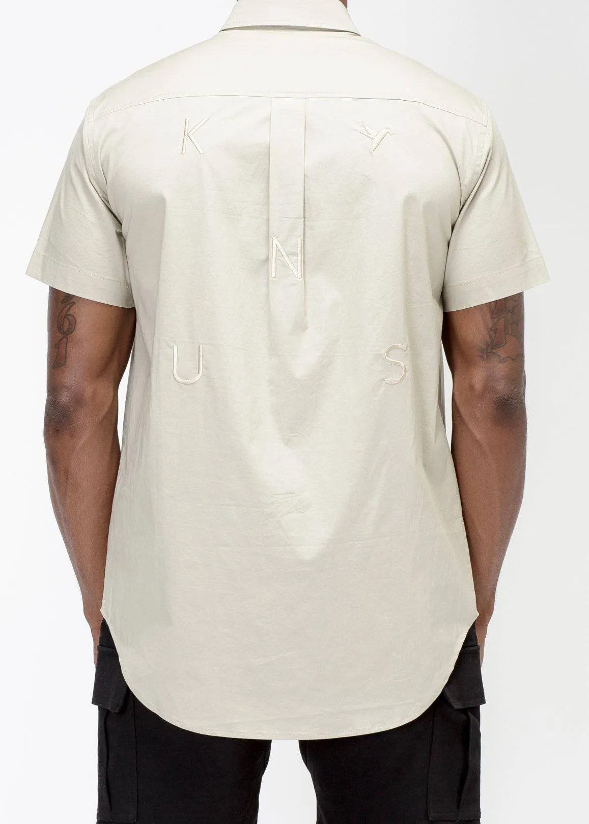 Konus Men's Short Sleeve Button Up in Khaki