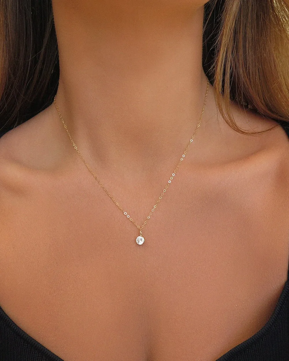 Large CZ Necklace- 14K Yellow Gold Fill