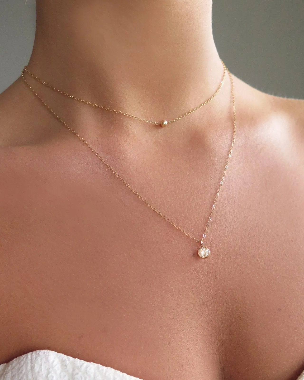 Large CZ Necklace- 14K Yellow Gold Fill