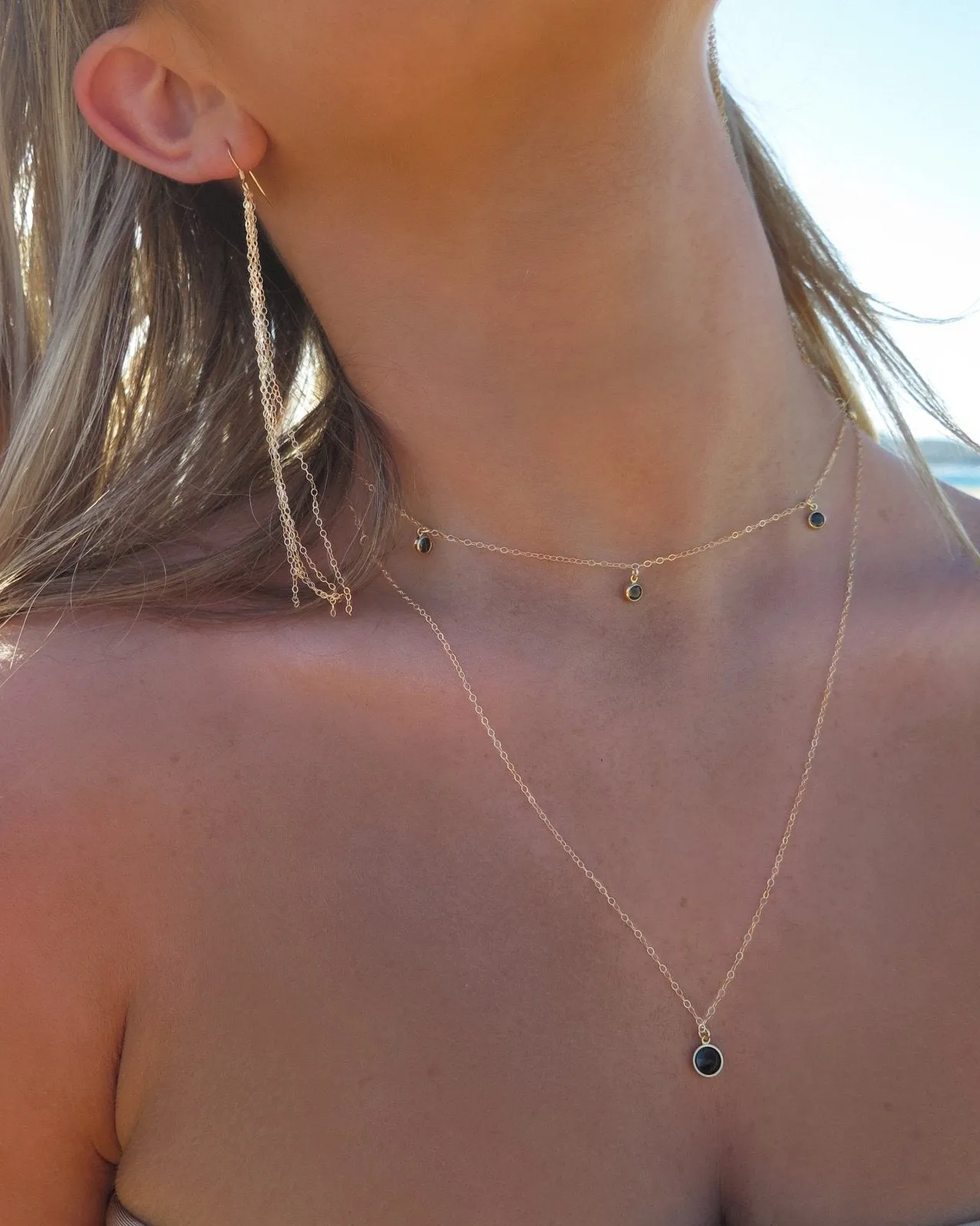 Large CZ Necklace- 14K Yellow Gold Fill