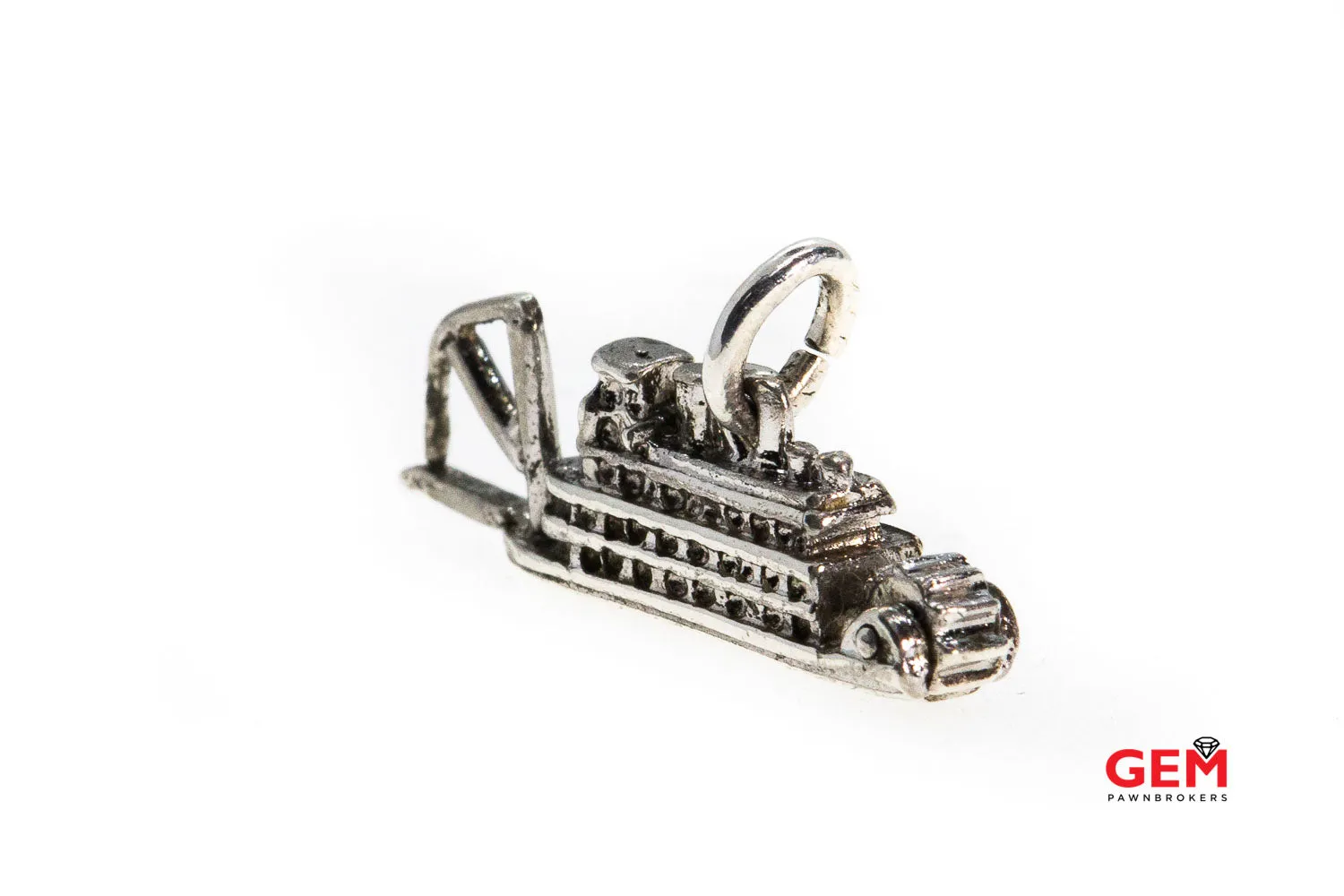 LeStage Paddle Wheel Steam Cruise Ship Charm 925 White River Boat Pendant