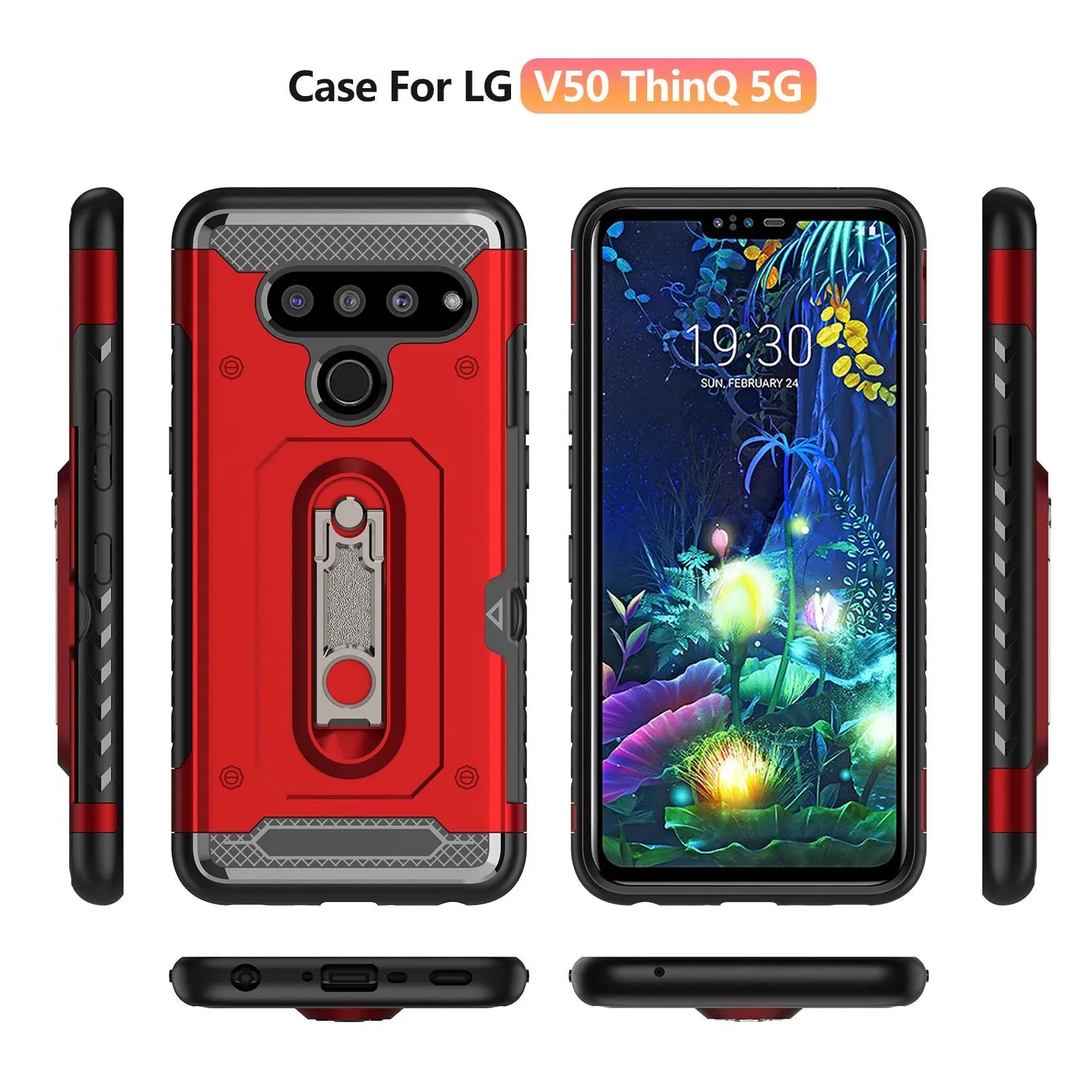 LG V50 Armor Case with Card Slot and Kickstand