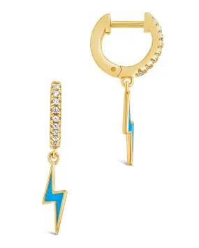 Lightning Bolt Charm Hoop Earrings