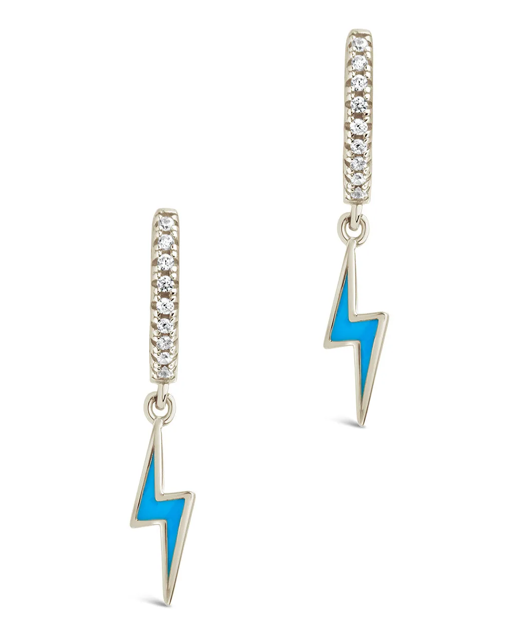 Lightning Bolt Charm Hoop Earrings