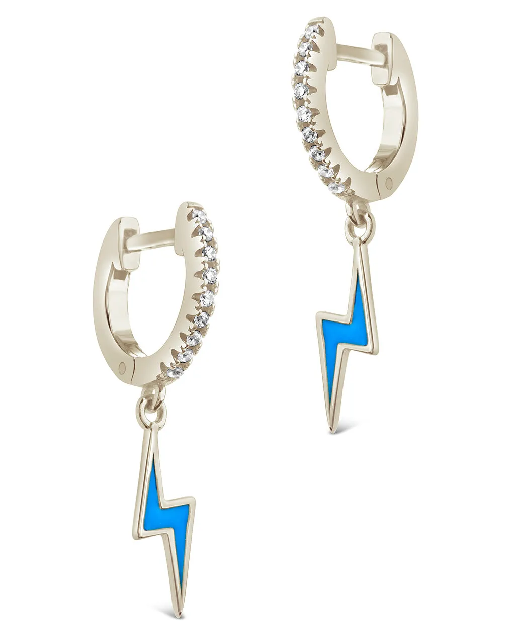 Lightning Bolt Charm Hoop Earrings