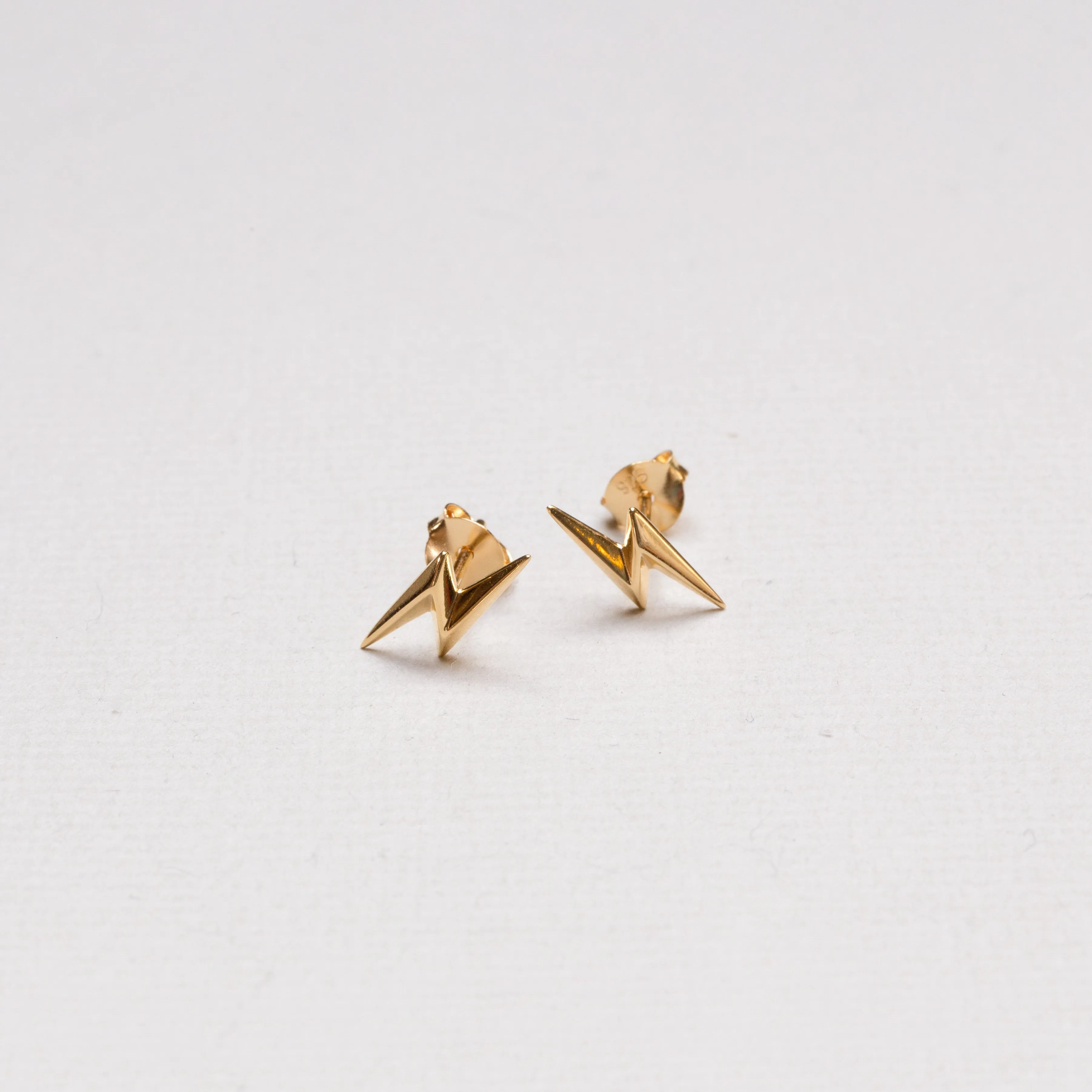 Lightning Bolt Gold Stud Earrings