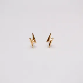 Lightning Bolt Gold Stud Earrings