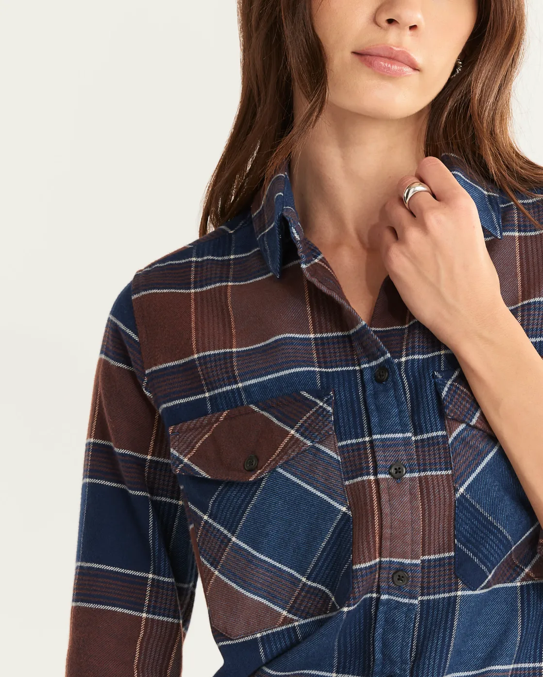 Madison Flannel Shirt<br>Brown/Turquoise Multi Plaid