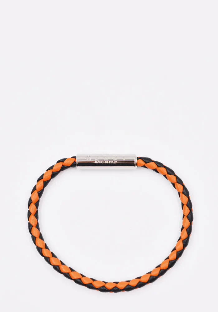 MARNI BRZB0013A0 BRAIDED LEATHER BRACELET ORANGE/DARK GREEN