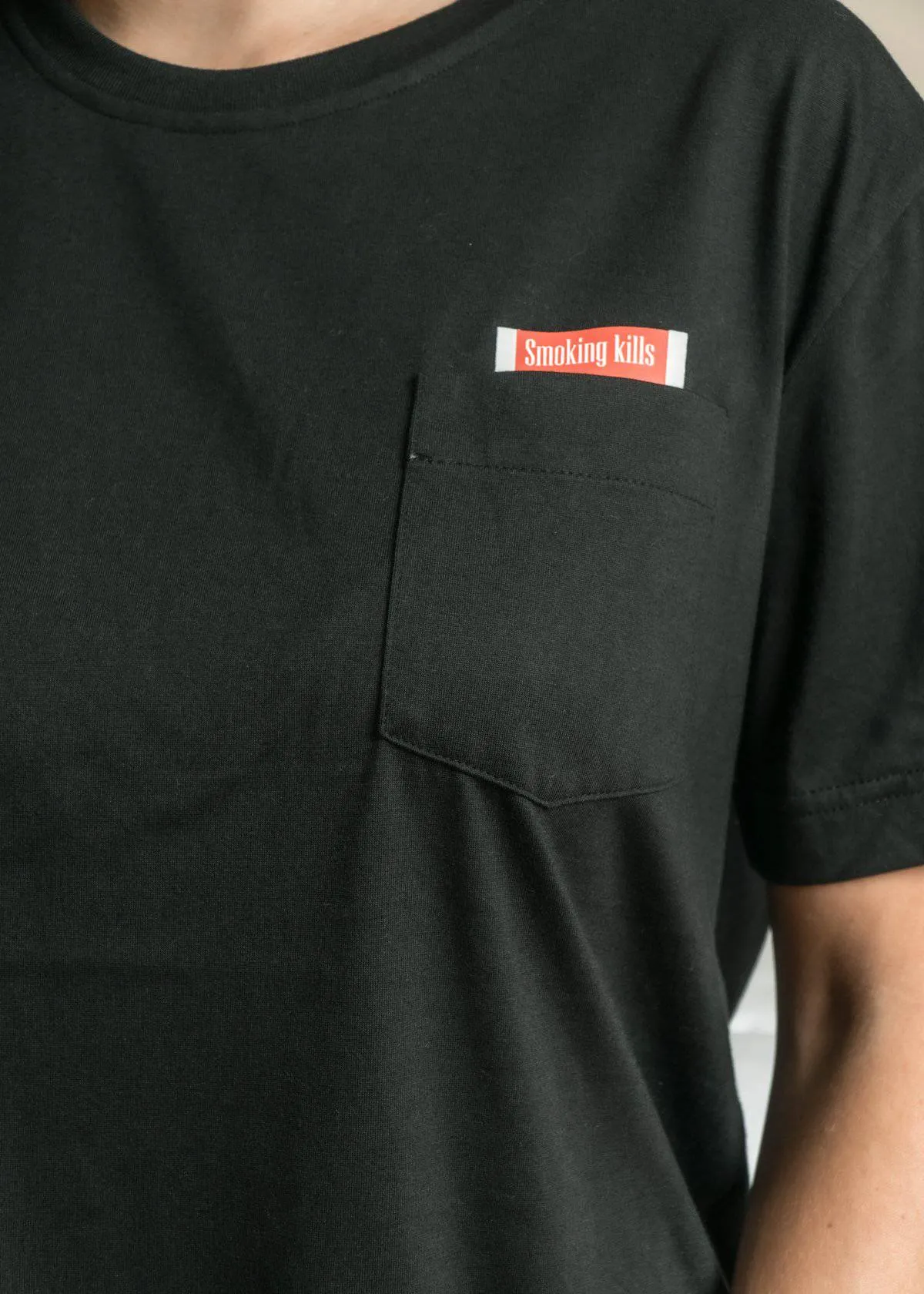 Men's Smoking Kills Pocket Tee in Black