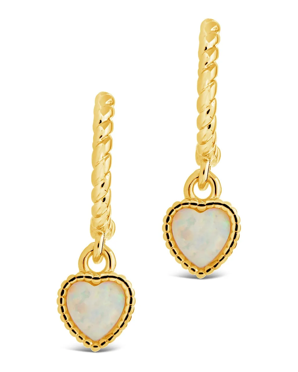 Meredith Braided Opal Heart Drop Hoop Earrings