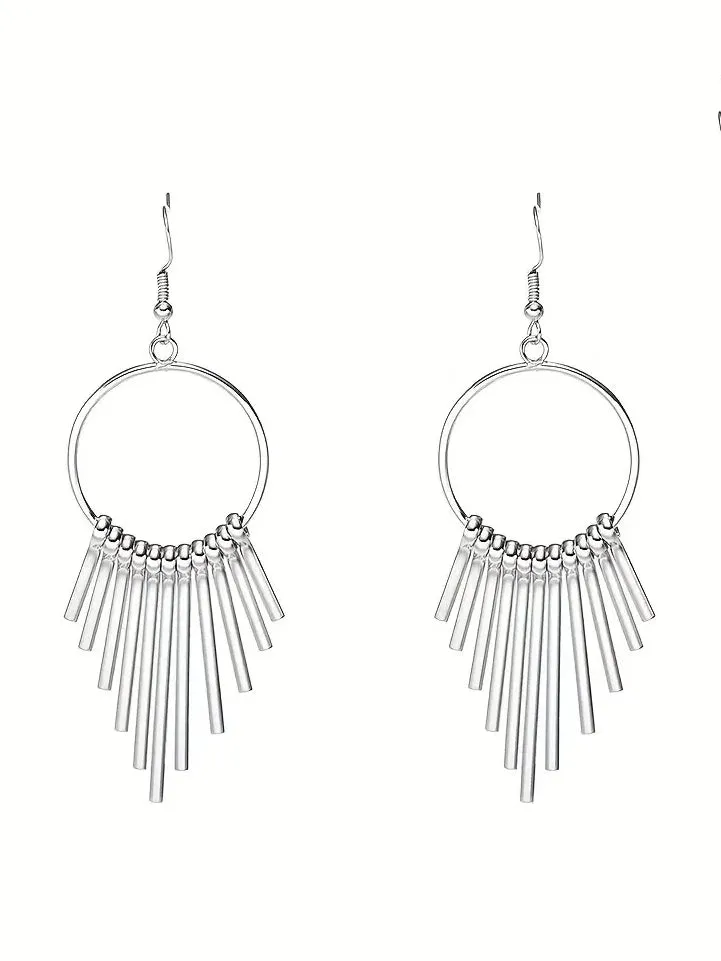 Metal Hoop and Bars Earrings