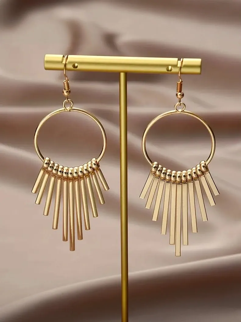 Metal Hoop and Bars Earrings