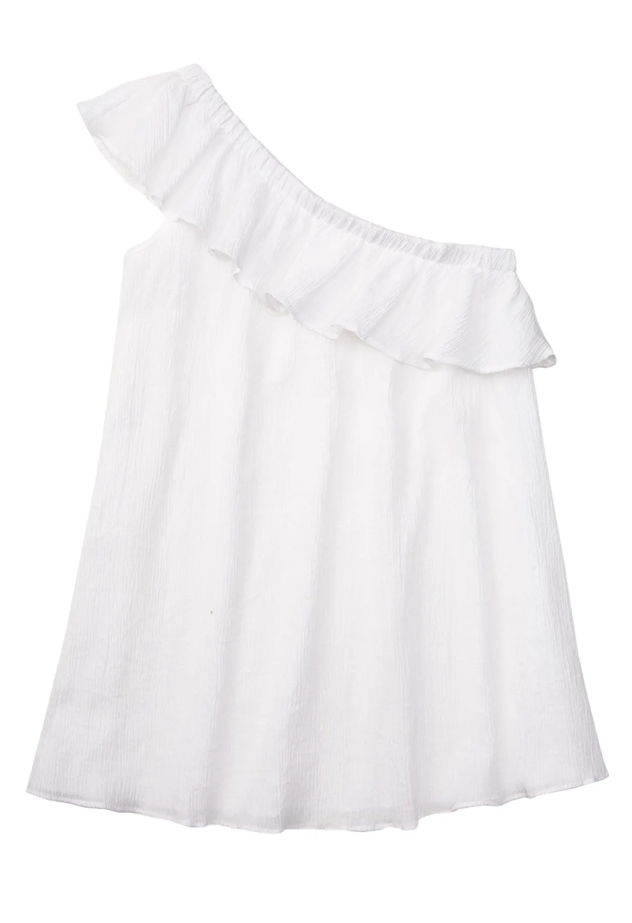 MILLY Minis Cabana Crinkle Cotton One Shoulder Cover-up