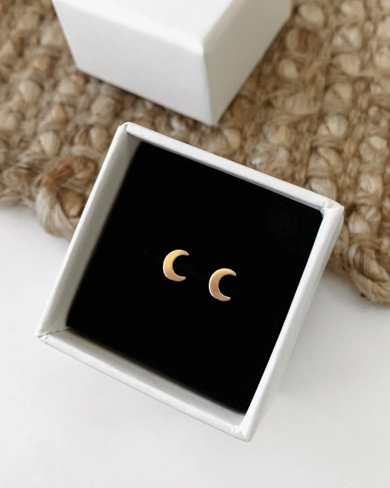 Moon Stud Earrings  - 14k Yellow Gold Fill