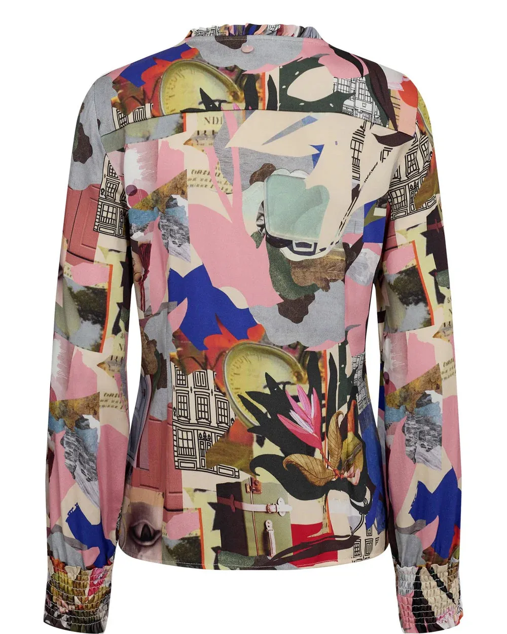 Numph Nufaya Collage Print Ruffle Trim Shirt