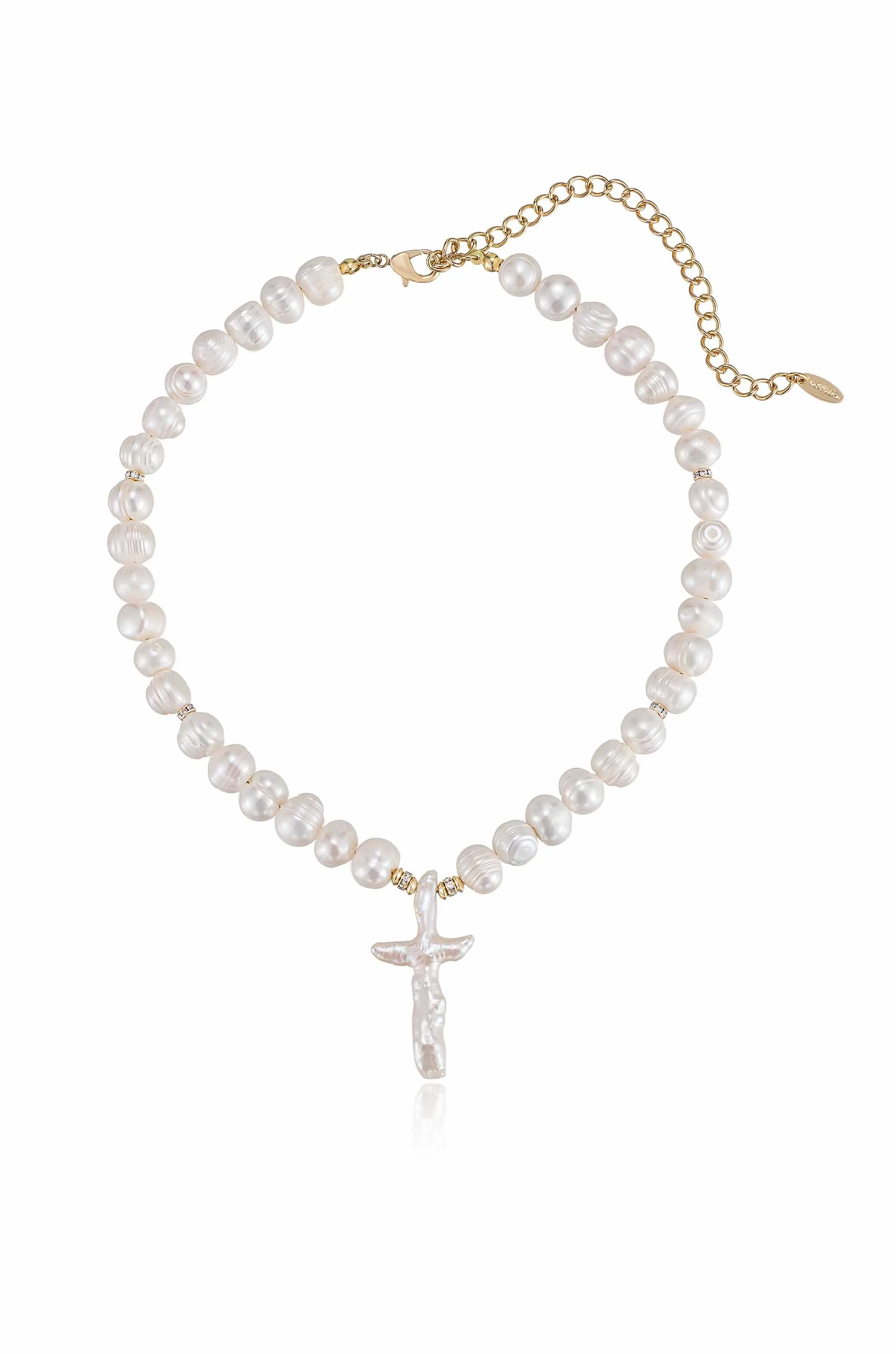 Organic Pearl Cross Necklace