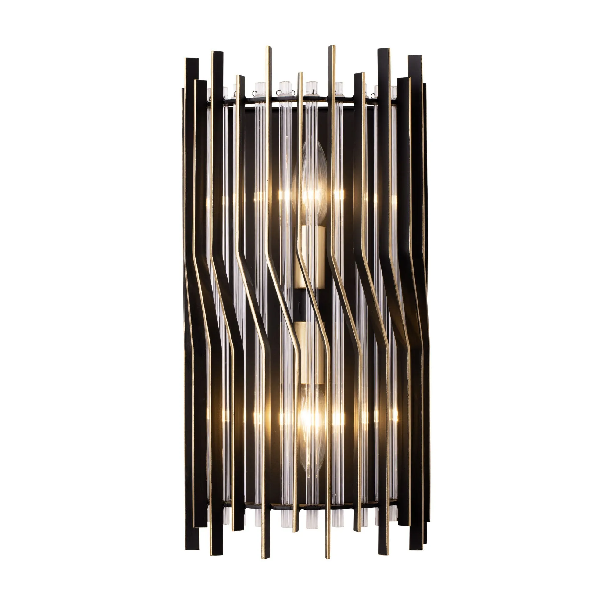 Park Row 393W02MBFG 2-Light Wall Sconce - Matte Black/French Gold