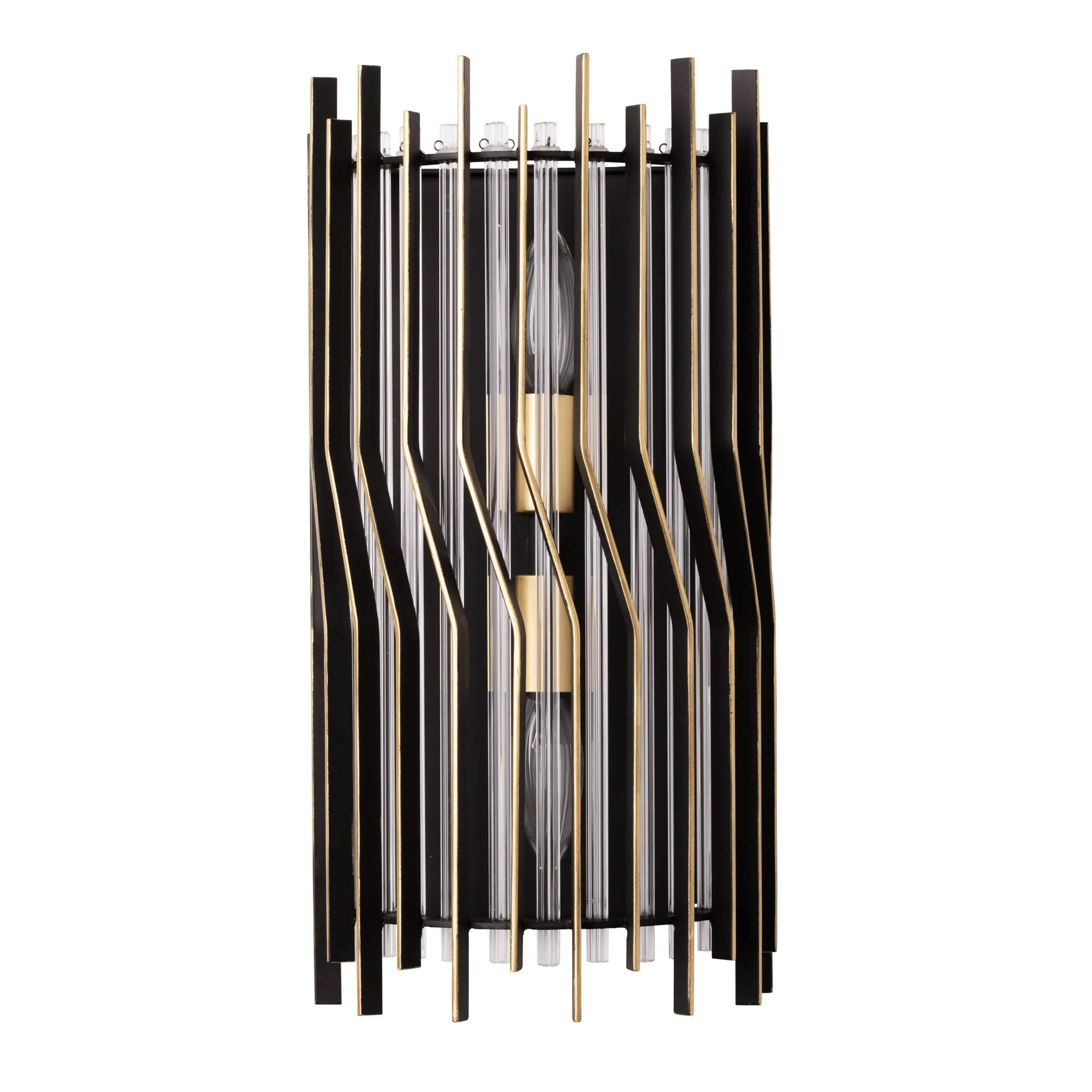 Park Row 393W02MBFG 2-Light Wall Sconce - Matte Black/French Gold