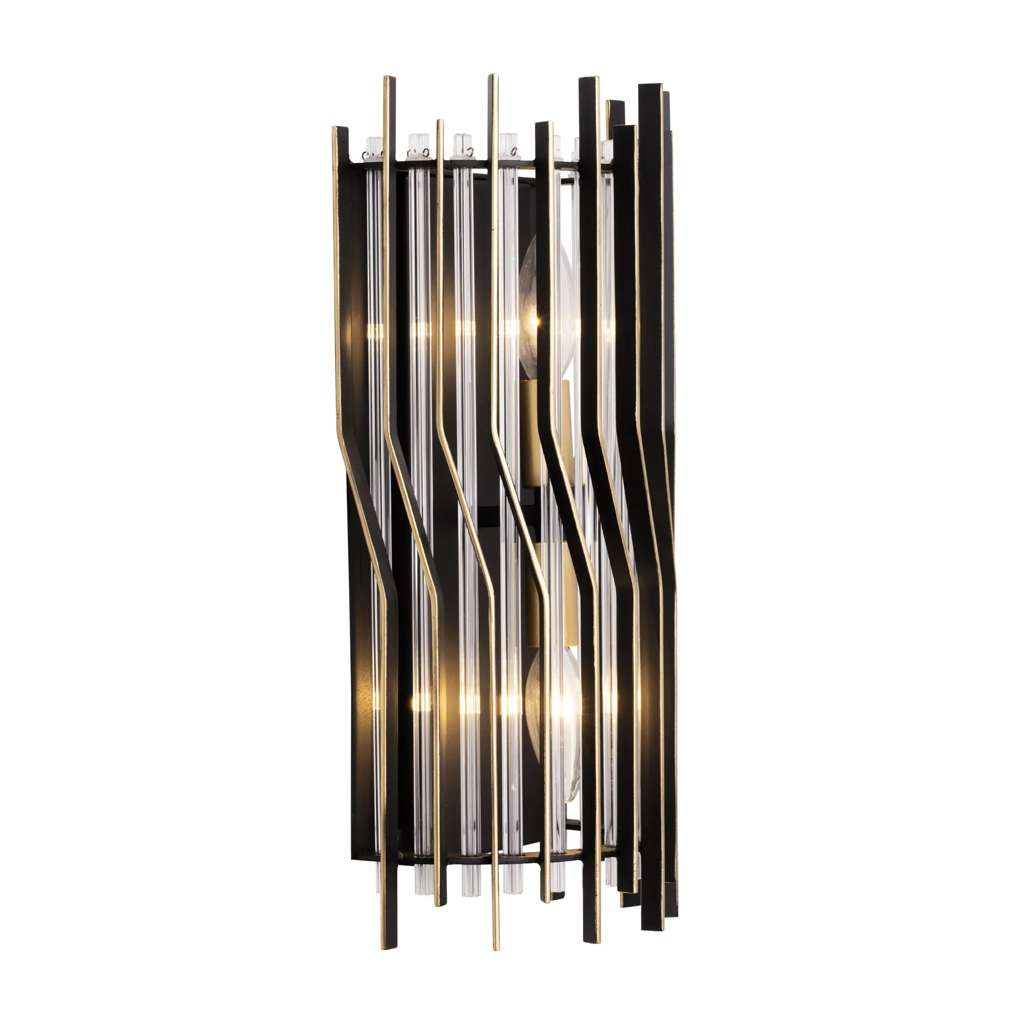 Park Row 393W02MBFG 2-Light Wall Sconce - Matte Black/French Gold