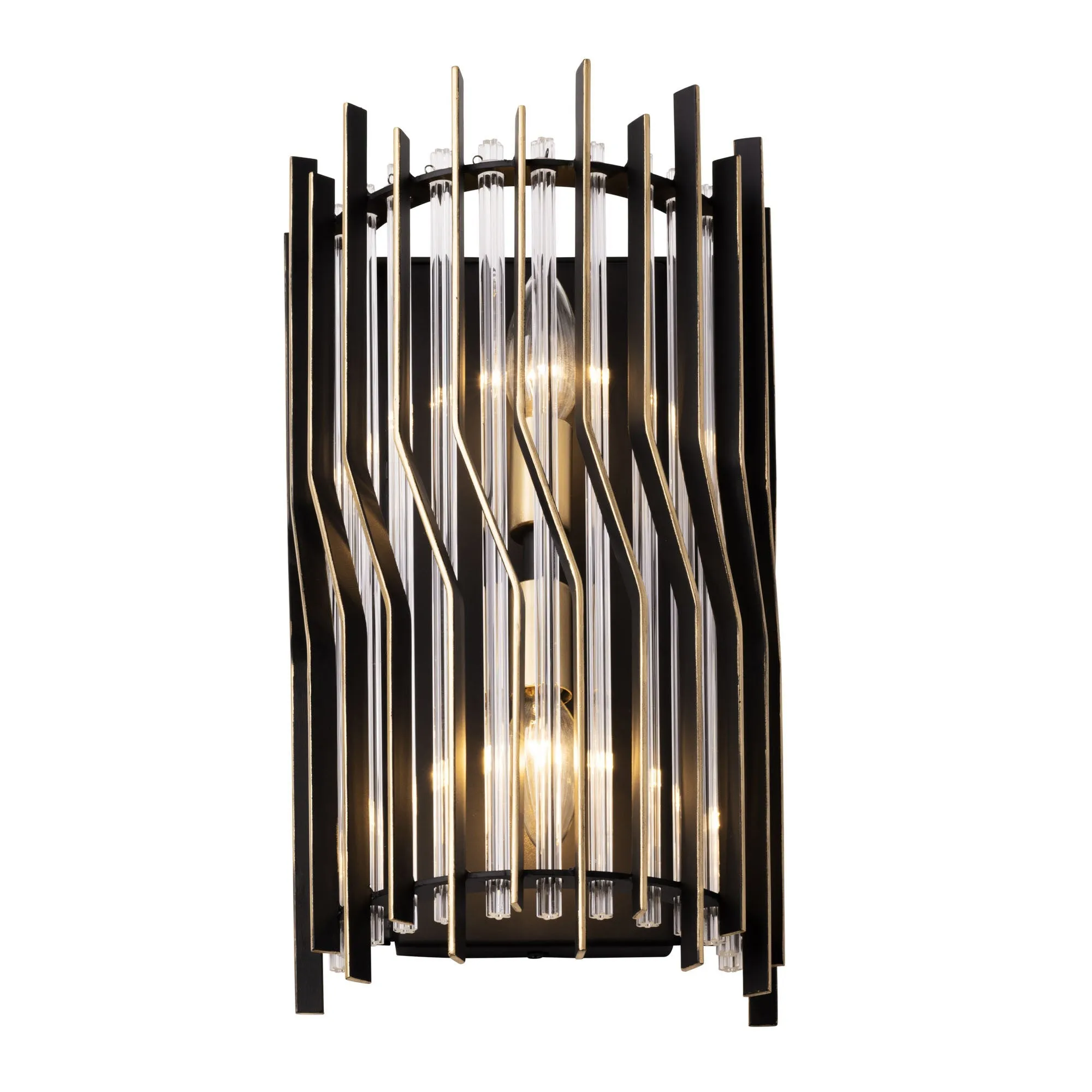 Park Row 393W02MBFG 2-Light Wall Sconce - Matte Black/French Gold