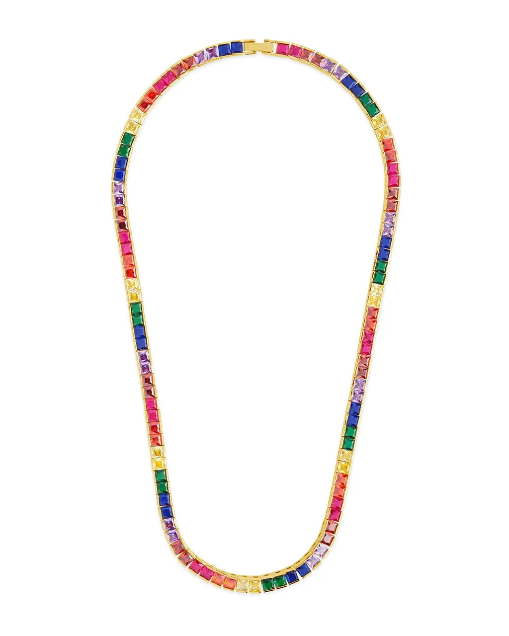 Rainbow Square CZ Tennis Necklace