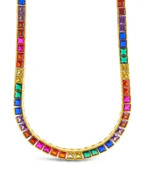 Rainbow Square CZ Tennis Necklace