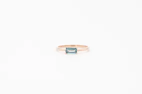 Rose Gold Emerald Cut London Blue Topaz Ring