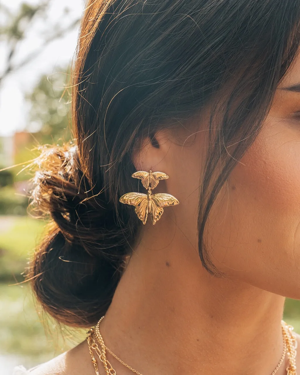 Rowena Butterfly Drop Stud Earrings