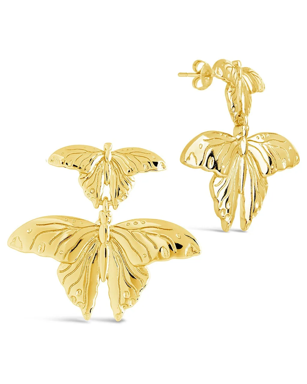 Rowena Butterfly Drop Stud Earrings