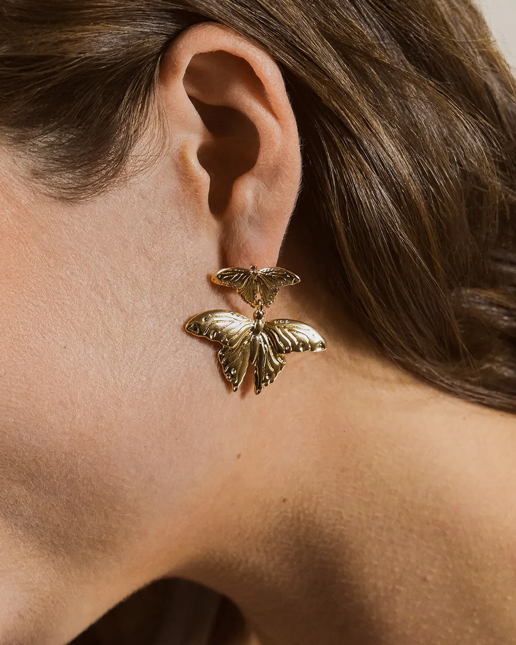 Rowena Butterfly Drop Stud Earrings