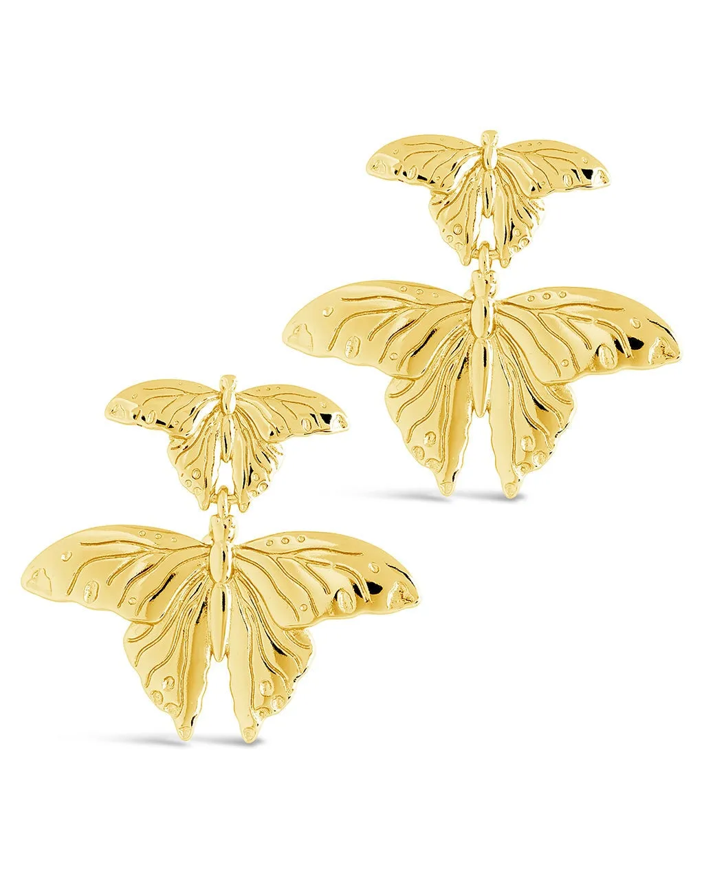 Rowena Butterfly Drop Stud Earrings