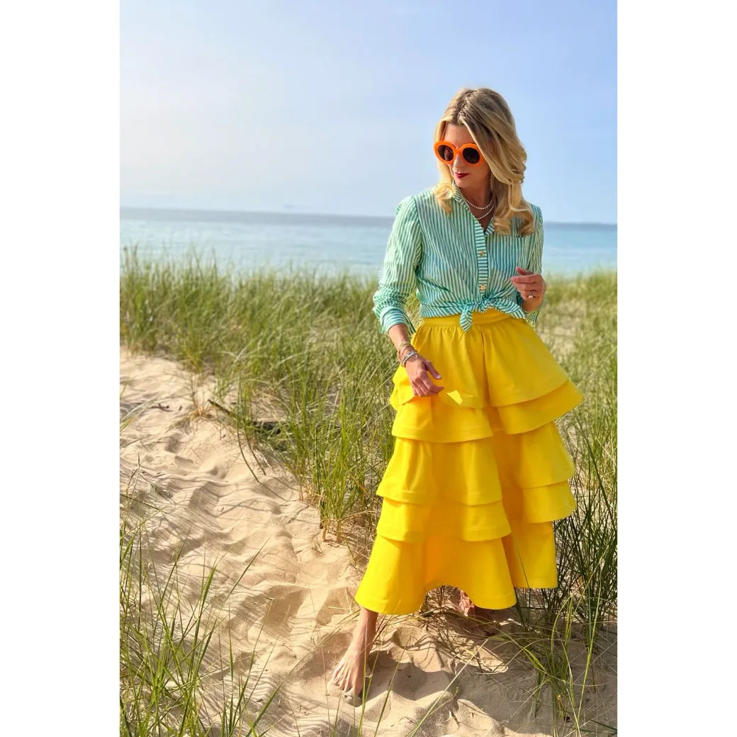 SAMPLE - MIDI Teagan Skirt - Sunshine Cotton Sateen