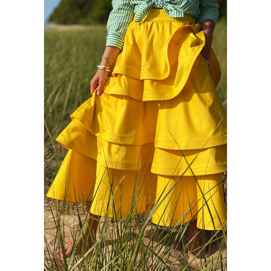 SAMPLE - MIDI Teagan Skirt - Sunshine Cotton Sateen