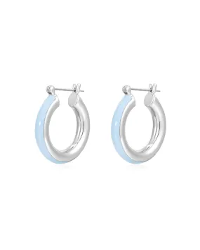 Stripe Baby Amalfi Hoops- Baby Blue- Silver