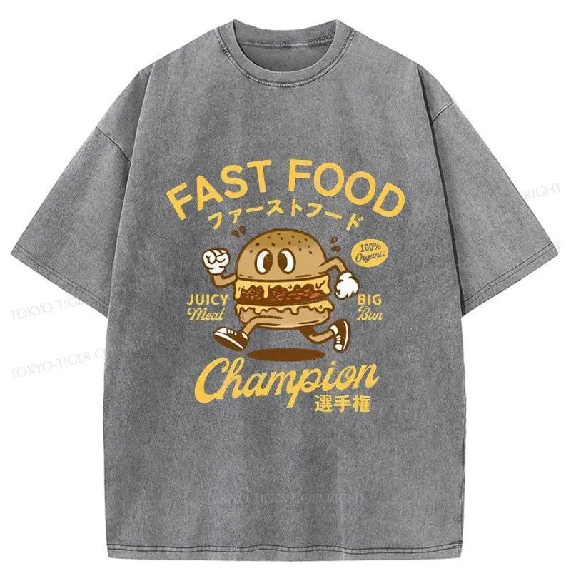 Tokyo-Tiger Fast Food Japanese Washed T-Shirt