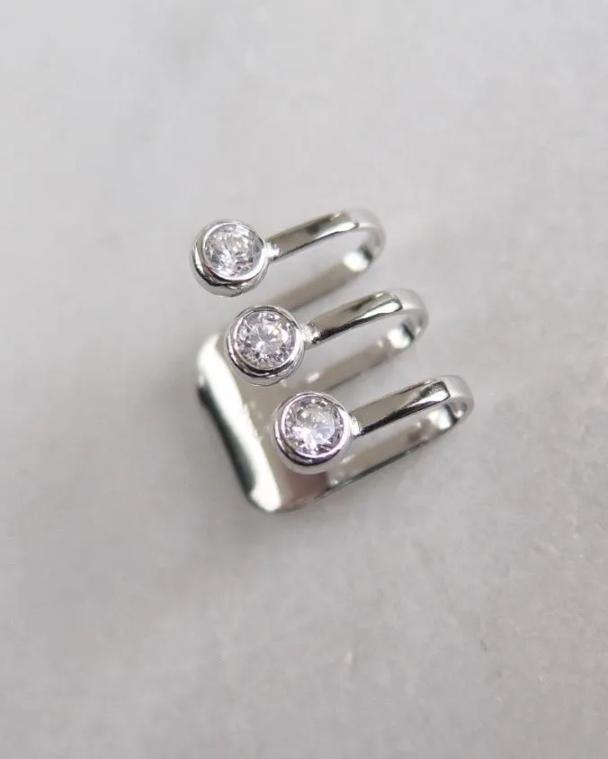 Triple CZ Cuff  - Sterling Silver