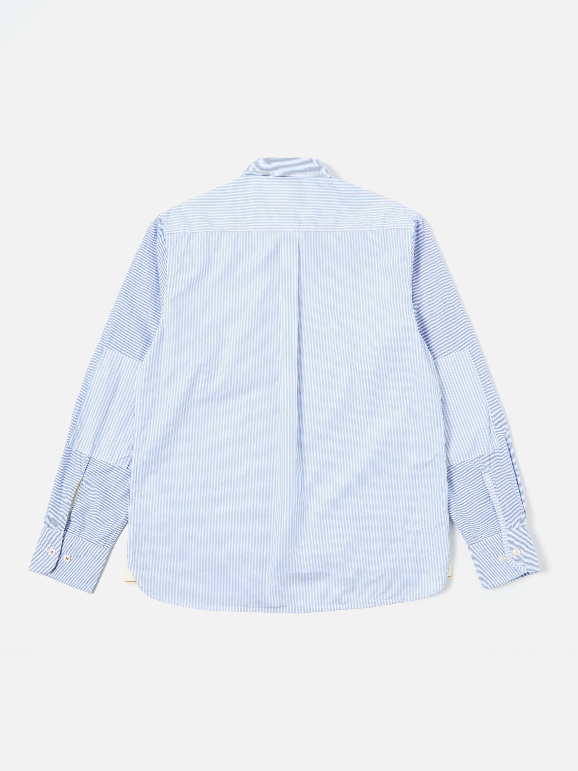 Universal Works L/S Patch Shirt in Blue Classic Stripes