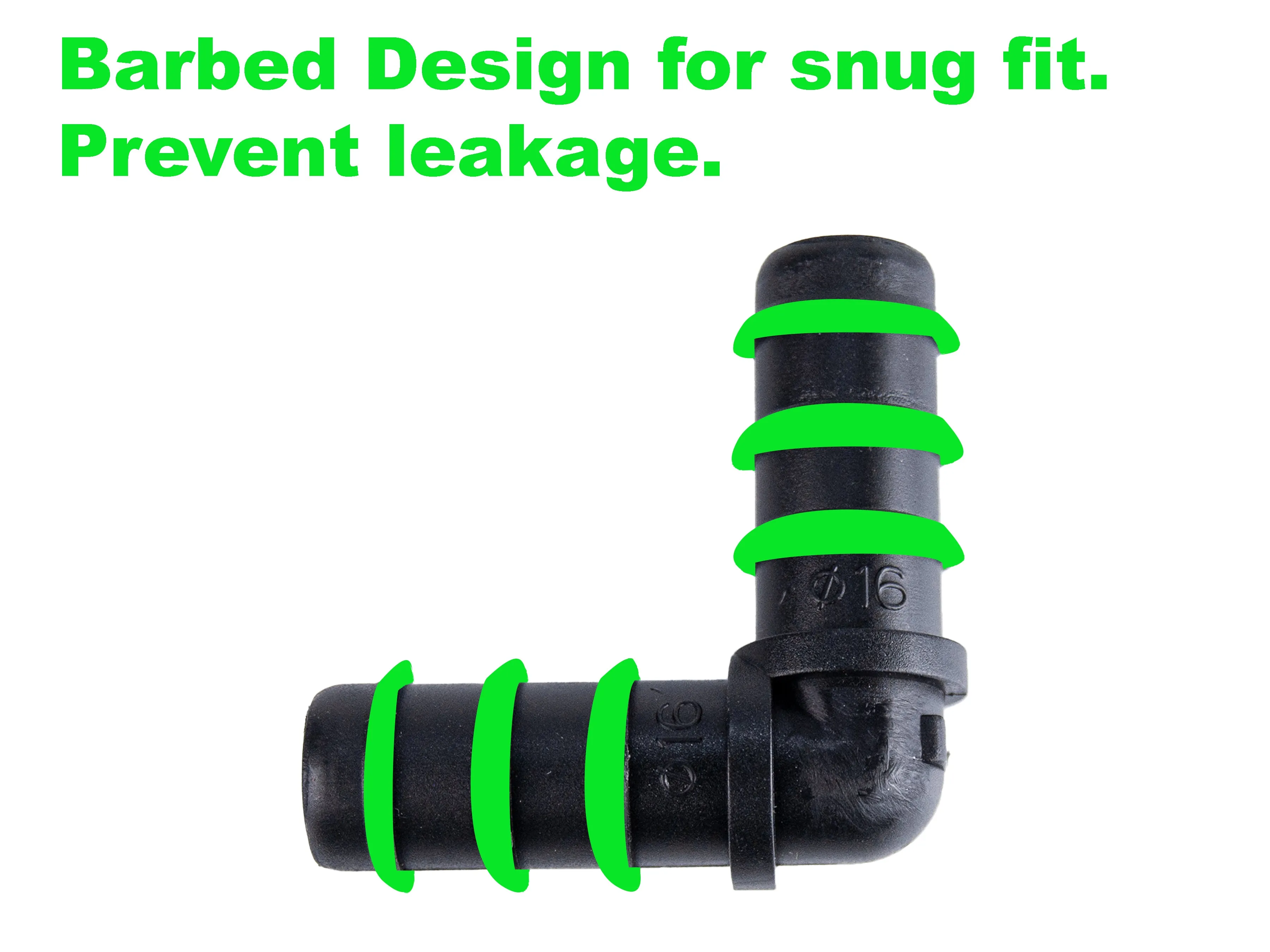 Viagrow 1/2 in. Elbow Barbed Connector Irrigation Fitting, Black, 50 Units Per Pack (EA)