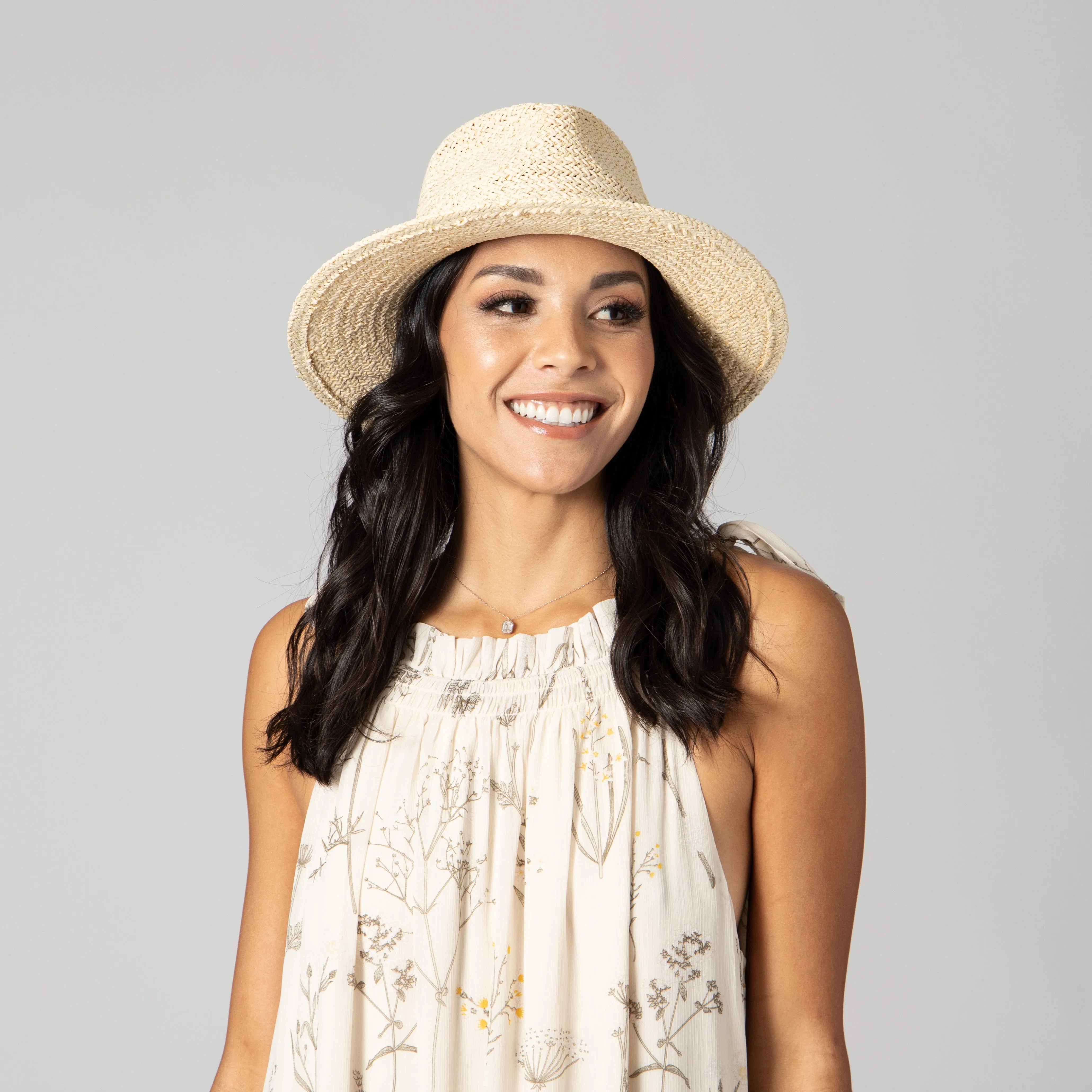 Women's Woven Shimmer Fedora w/ Braided Band (PBF7352)