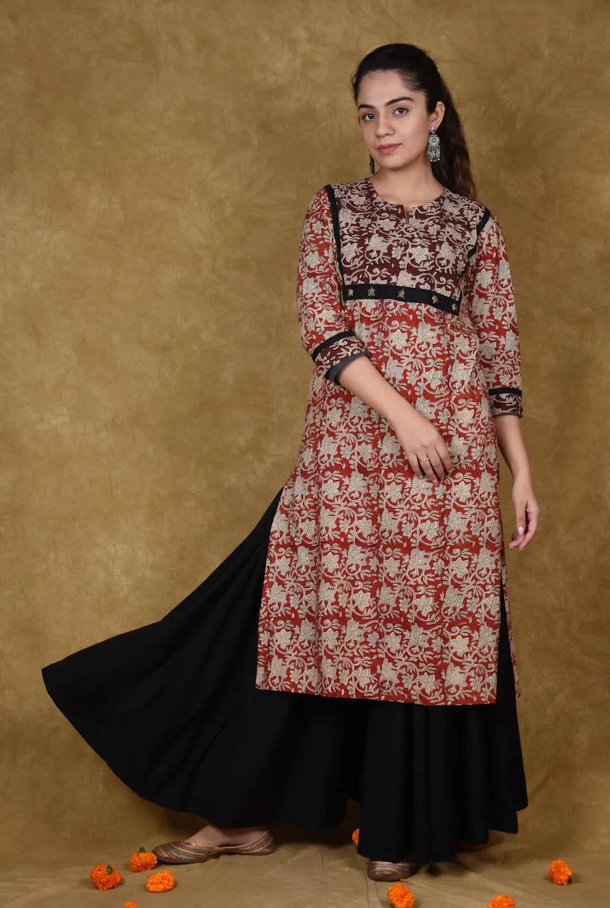 Yoked Hand Block Print Cotton kurti